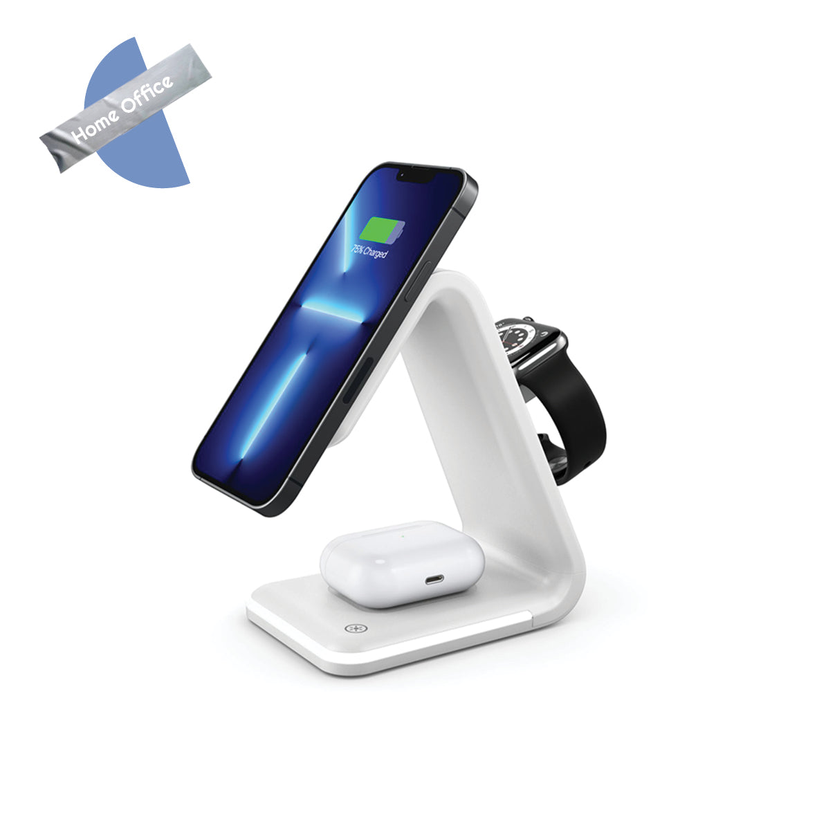 thumbnail interactive-video image 1 of 3-in-1 Wireless Charging Dock For IPhone, AirPods, IWatch - Fast Charging Stand 1 of 5
